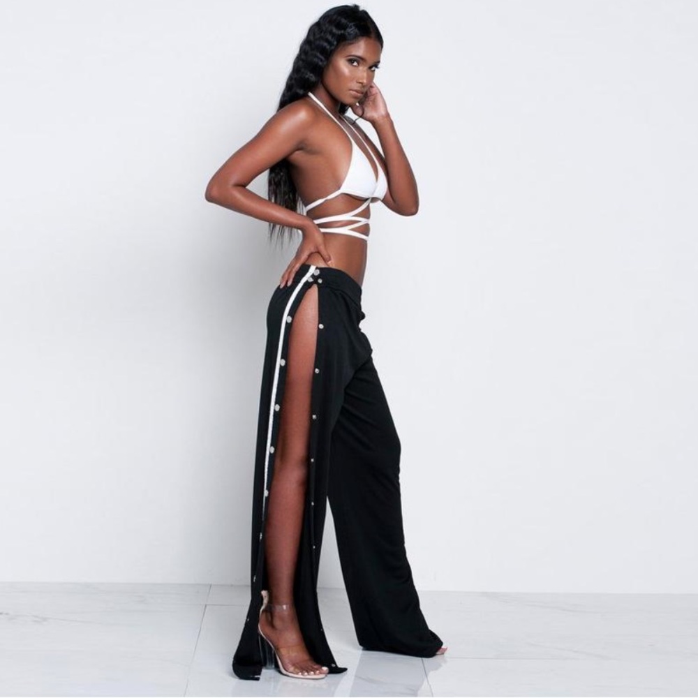 💣 Wide leg pants with side snap buttons S